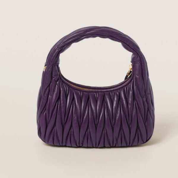 miu 0574 3 MIU MIU Wonder Matelasse Leather Hobo Bag Purple