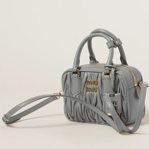 miu 0590 2 Miu Miu Arcadi Matelasse Leather Bag Light Gray