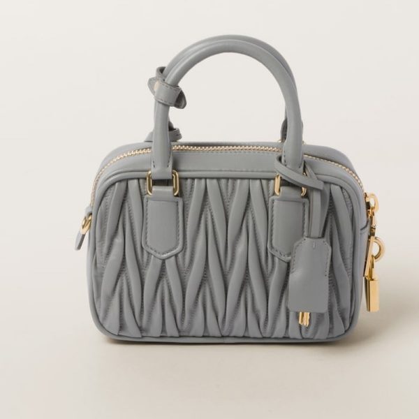 miu 0590 3 Miu Miu Arcadi Matelasse Leather Bag Light Gray