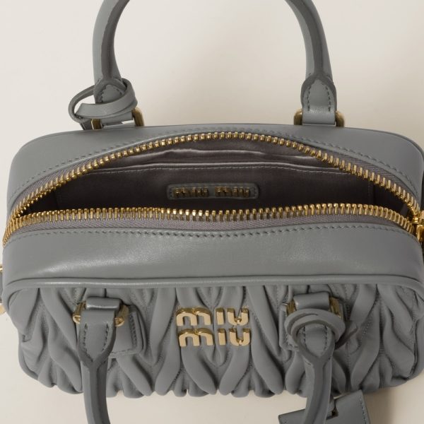 miu 0590 4 Miu Miu Arcadi Matelasse Leather Bag Light Gray