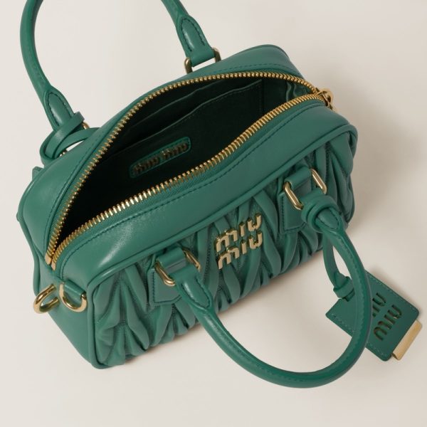 miu 0591 4 Miu Miu Arcadi Matelasse Leather Bag Salvia Green