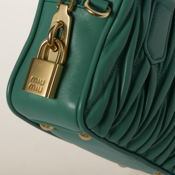 miu 0591 5 Miu Miu Arcadi Matelasse Leather Bag Salvia Green