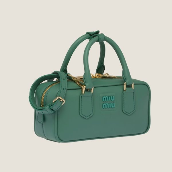 miu 0594 2 Miu Miu Arcadi Leather Bag Salvia Green