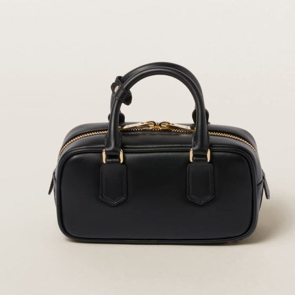 miu 0595 2 Miu Miu Arcadi Leather Bag Black