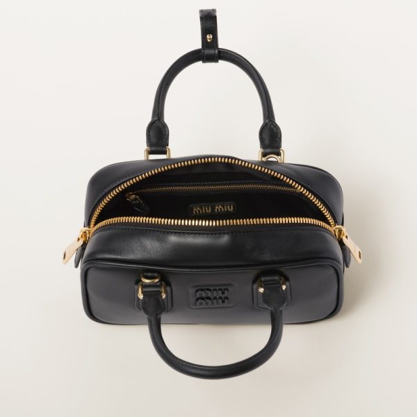 miu 0595 4 Miu Miu Arcadi Leather Bag Black