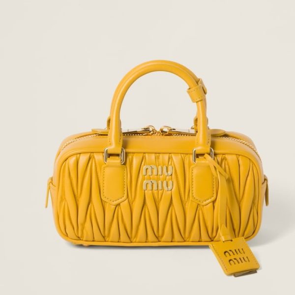 miu 0597 1 Miu Miu Arcadi Matelasse Leather Bag Yellow