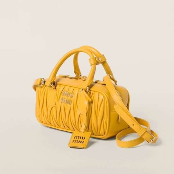 miu 0597 2 Miu Miu Arcadi Matelasse Leather Bag Yellow