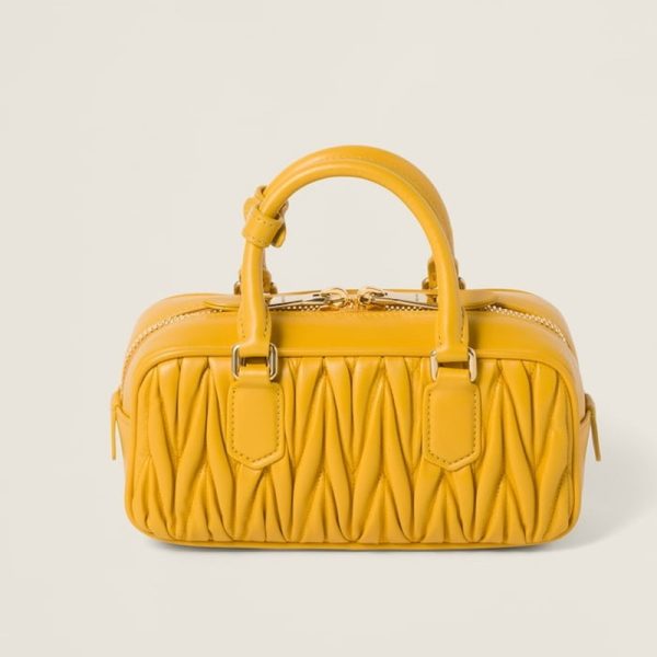 miu 0597 3 Miu Miu Arcadi Matelasse Leather Bag Yellow