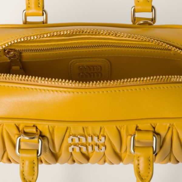 miu 0597 4 Miu Miu Arcadi Matelasse Leather Bag Yellow