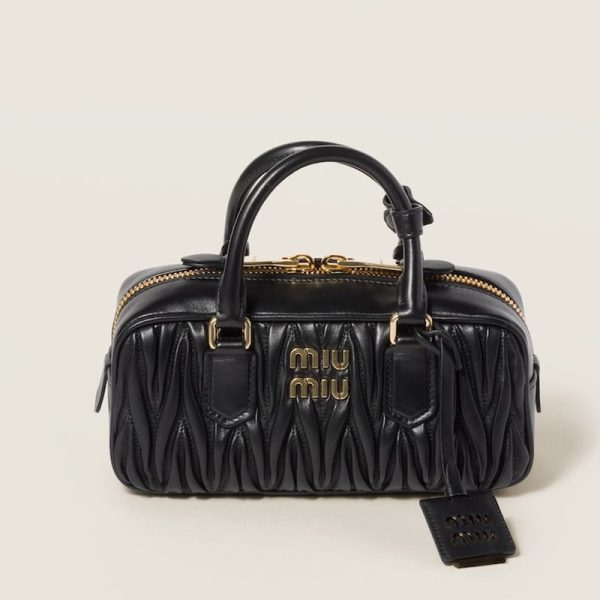 miu 0599 1 Miu Miu Arcadi Matelasse Leather Bag Black