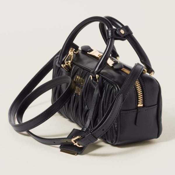 miu 0599 2 Miu Miu Arcadi Matelasse Leather Bag Black