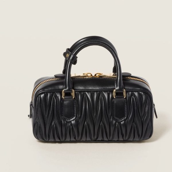 miu 0599 3 Miu Miu Arcadi Matelasse Leather Bag Black