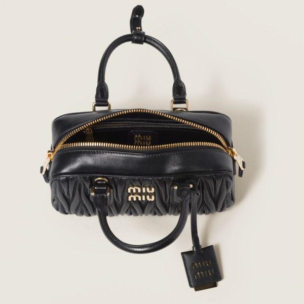 miu 0599 4 Miu Miu Arcadi Matelasse Leather Bag Black