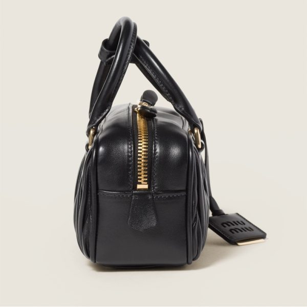 miu 0599 5 Miu Miu Arcadi Matelasse Leather Bag Black