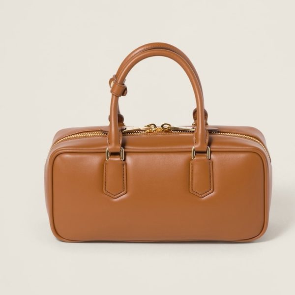 miu 0611 3 Miu Miu Arcadi Leather Bag Cognac