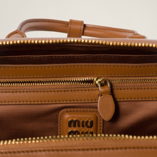 miu 0611 4 Miu Miu Arcadi Leather Bag Cognac