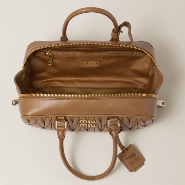 miu 0613 4 Miu Miu Arcadi Matelasse Leather Bag Camel