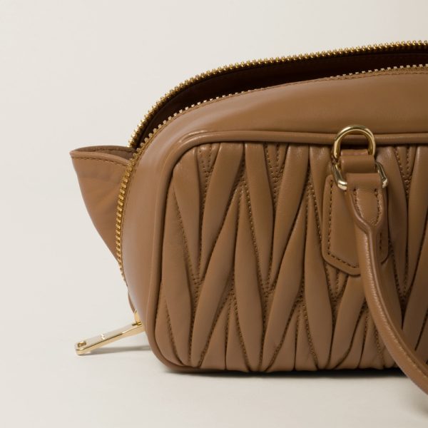 miu 0613 5 Miu Miu Arcadi Matelasse Leather Bag Camel