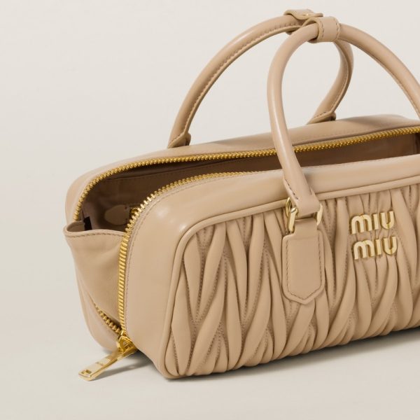 miu 0615 5 Miu Miu Arcadi Matelasse Leather Bag Sand Beige