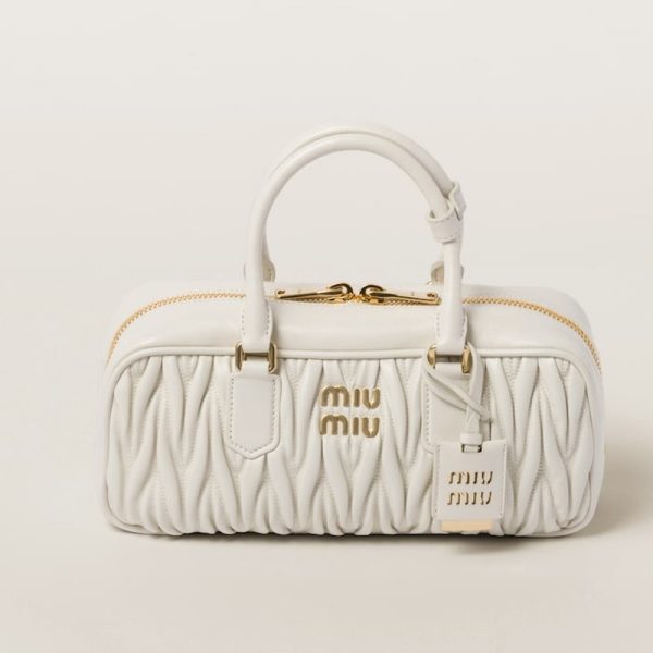 miu 0616 1 Miu Miu Arcadi Matelasse Leather Bag White