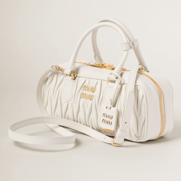 miu 0616 2 Miu Miu Arcadi Matelasse Leather Bag White