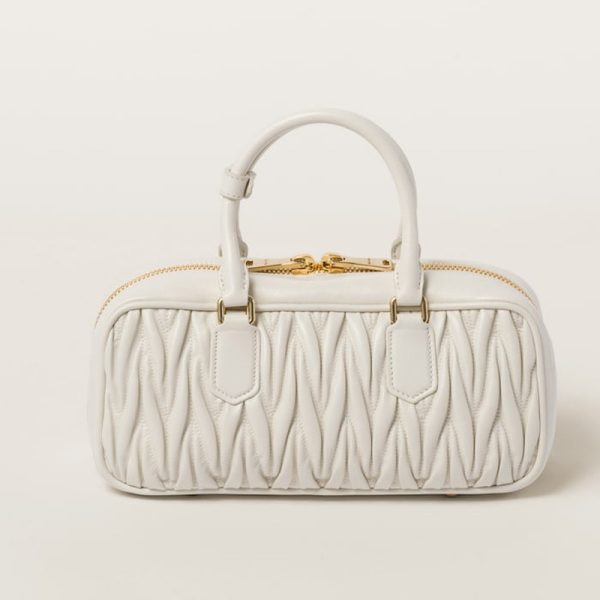 miu 0616 3 Miu Miu Arcadi Matelasse Leather Bag White