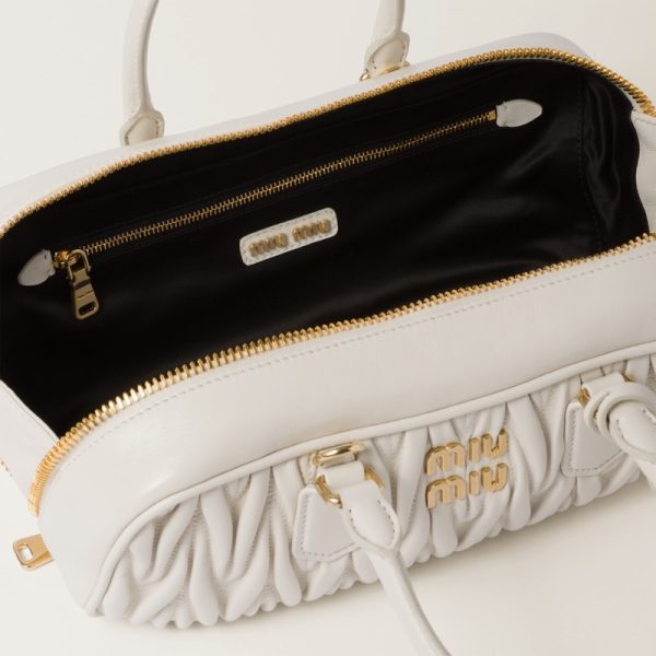 miu 0616 4 Miu Miu Arcadi Matelasse Leather Bag White