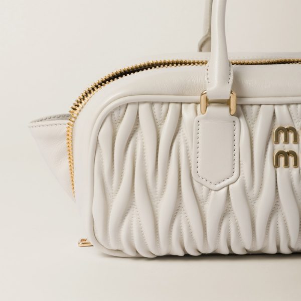 miu 0616 5 Miu Miu Arcadi Matelasse Leather Bag White