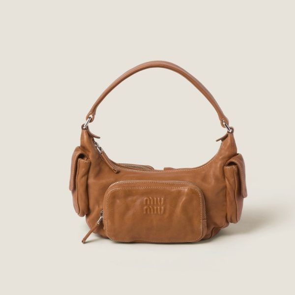 miu 0620 1 Miu Miu Nappa Leather Pocket Bag Camel