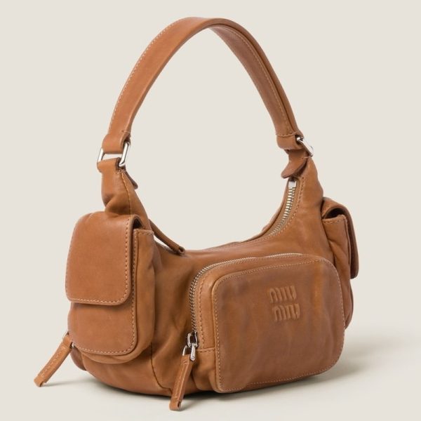 miu 0620 2 Miu Miu Nappa Leather Pocket Bag Camel