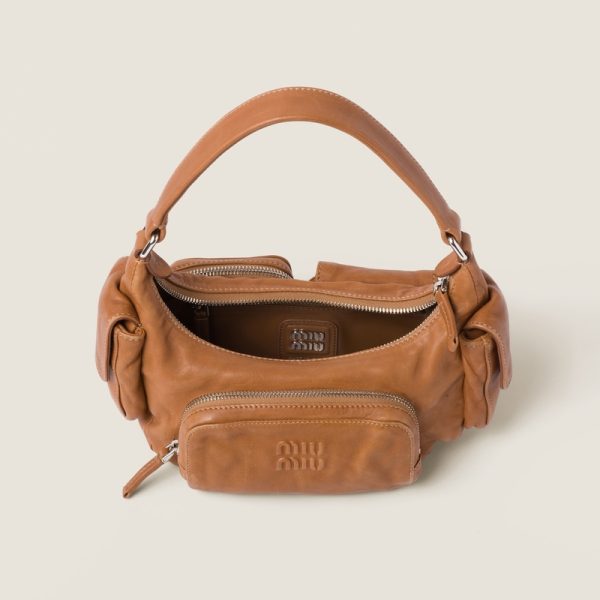 miu 0620 3 Miu Miu Nappa Leather Pocket Bag Camel