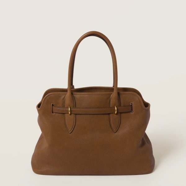 miu 0621 3 Miu Miu Nappa Leather Bag Brown