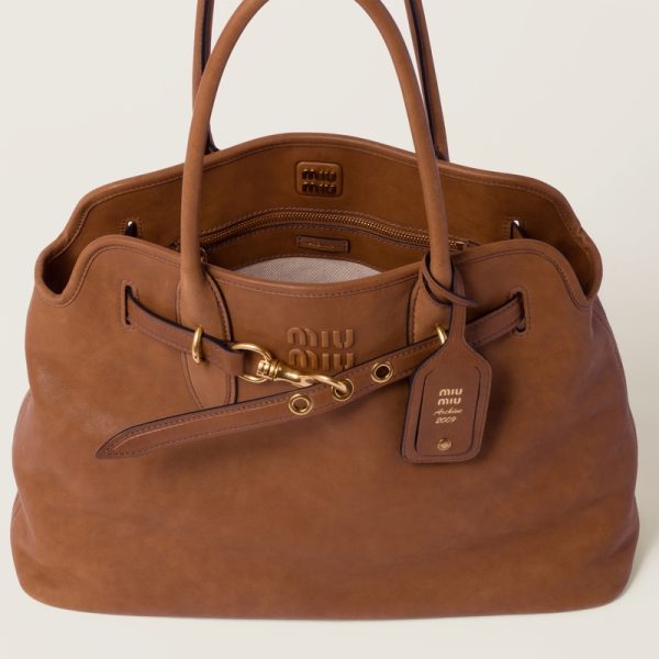 miu 0621 4 Miu Miu Nappa Leather Bag Brown