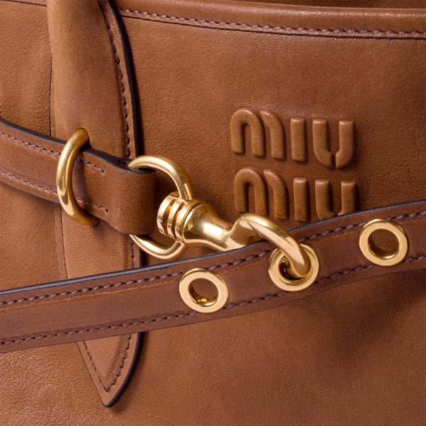 miu 0621 5 Miu Miu Nappa Leather Bag Brown