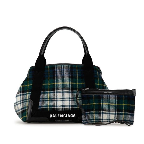 mv1k8f94ioyzcm2p 11 Balenciaga Check Navy Cabas S Tote Bag Black Multicolor Wool