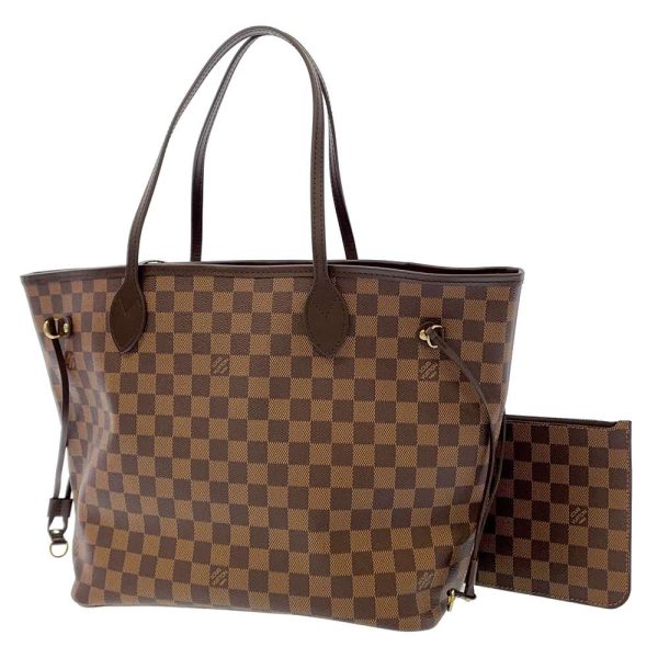 n41358 01 Louis Vuitton Neverfull MM Tote Bag Damier Ebene with Pouch