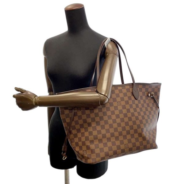 n41358 05 Louis Vuitton Neverfull MM Tote Bag Damier Ebene with Pouch