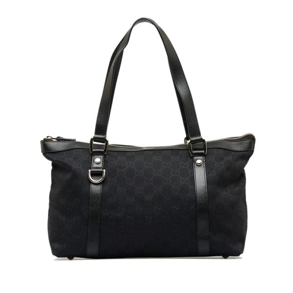 ncls7kq42xopkpu8 1 Gucci GG Canvas Tote Bag Black Canvas Leather