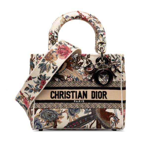 nn11oyodogws5ne0 1 Dior Book Tote Delight Bird Flower All Over Pattern 2WAY White Multicolor