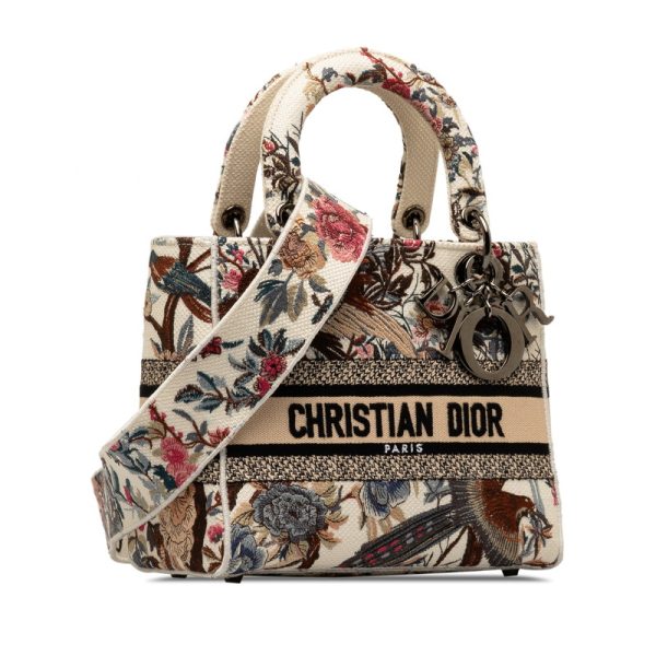 nn11oyodogws5ne0 2 Dior Book Tote Delight Bird Flower All Over Pattern 2WAY White Multicolor