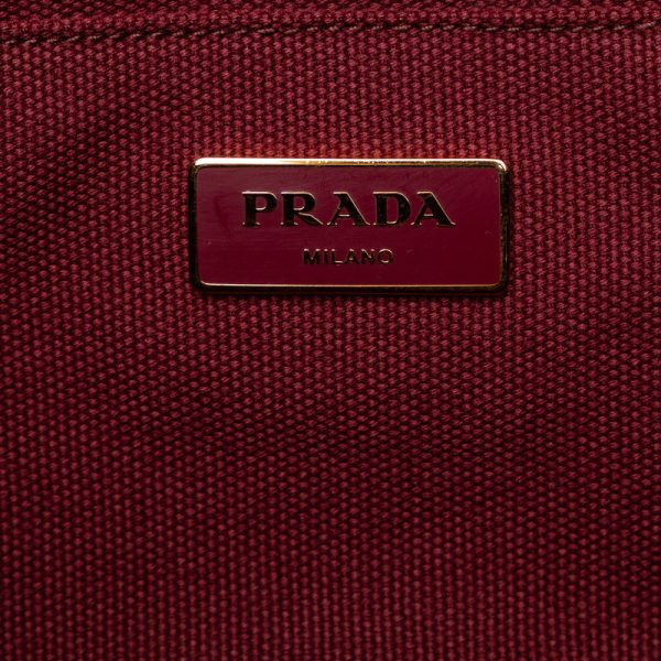 nsaw4kcgf3mseoko 6 PRADA Triangle Logo Plate Hibiscus Canapa M Handbag Shoulder Bag 2WAY Gray Wine Red Canvas