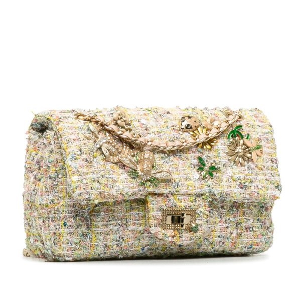 nyp8sudgbhqfetgz 2 CHANEL Cocomark 255 Insect Decoration Chain Shoulder Bag Multicolor Tweed Sequins