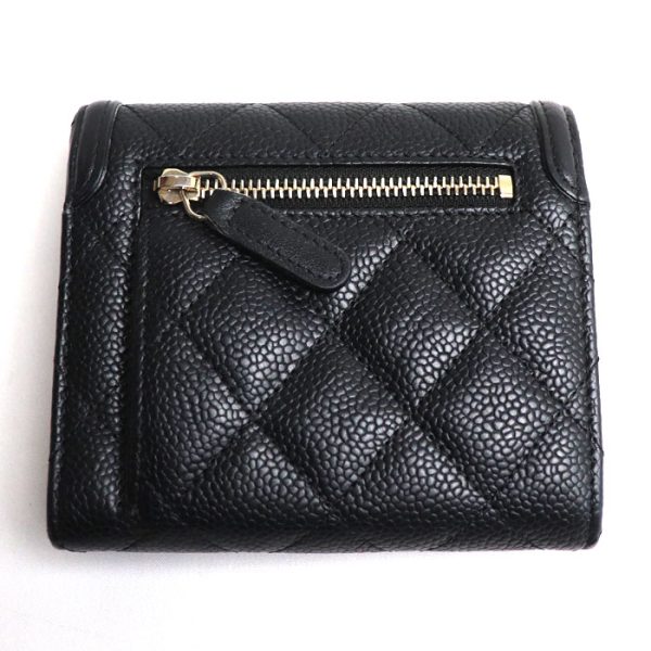 o23 0927 6 929 CHANEL Matelasse CC Filigree Trifold Wallet Black