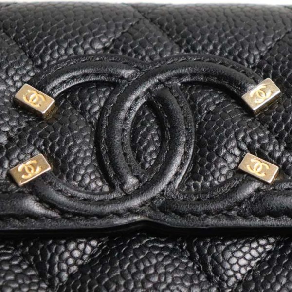 o23 0927 6 936 CHANEL Matelasse CC Filigree Trifold Wallet Black