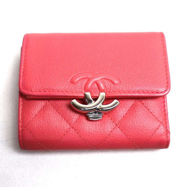 o24 0127 8 128 CHANEL Matelasse Small Flap Wallet Trifold Wallet Pink