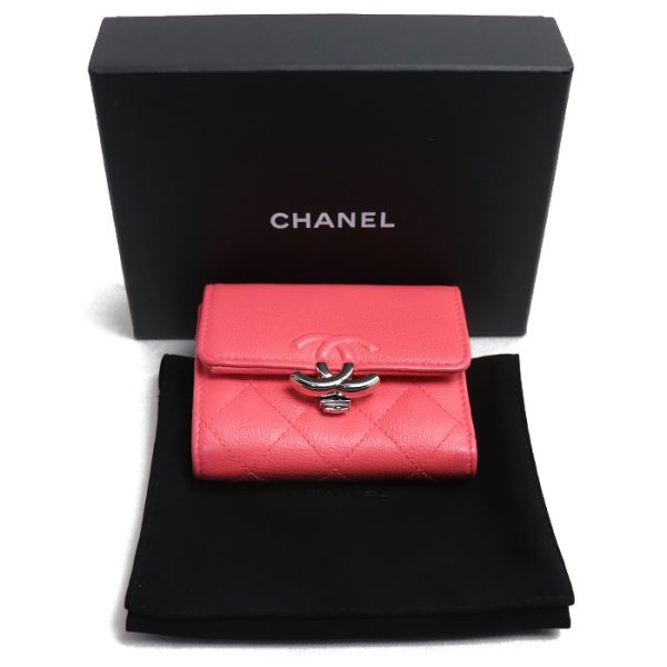 o24 0127 8 137 CHANEL Matelasse Small Flap Wallet Trifold Wallet Pink