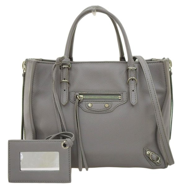 ob1591 1 Balenciaga Paper Mini Leather Handbag Gray