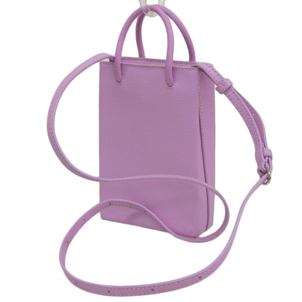 ob1762 2 Balenciaga Shopping Phone Holder Leather Shoulder Bag Purple