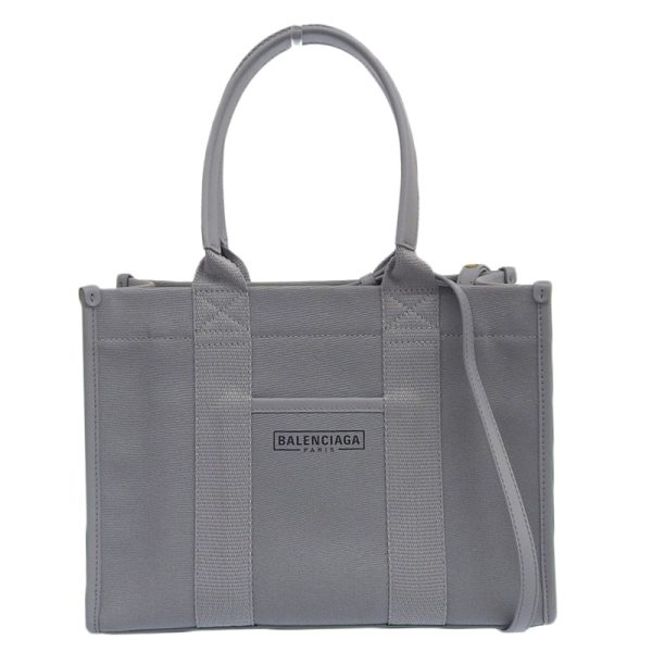 ob1859 1 Balenciaga Hardware Canvas Leather Tote Bag Gray