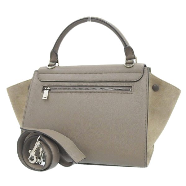 ob1909 2 Celine Trapeze Leather Handbag Greige